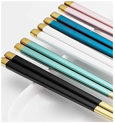 baguette japonaise cooking chopsticks 10 paires d'ustensiles réutilisables en acier inoxydable, lavables, à sushi ou à riz, baguettes réutilisables(Color:2,Size:)