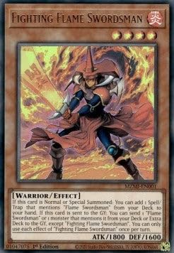 Fighting Flame Swordsman (V.1) MZMI-EN001 Ultra Rare Englisch Near Mint 1. Auflage - Maze of Millennia - mit ReCollectibles-Versandschutz - für Yu-Gi-Oh!