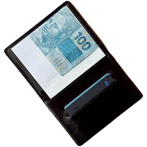 Carteira Porta Documentos de Carro Moto, Carteira de Despachante em Couro Sintético Preto 2 Divisórias