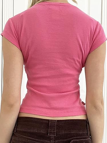 Xineicy Crop Tops for Women Short Sleeve Crew Neck 2000s Graphic Baby Tees Vintage Grunge Y2k Shirts2
