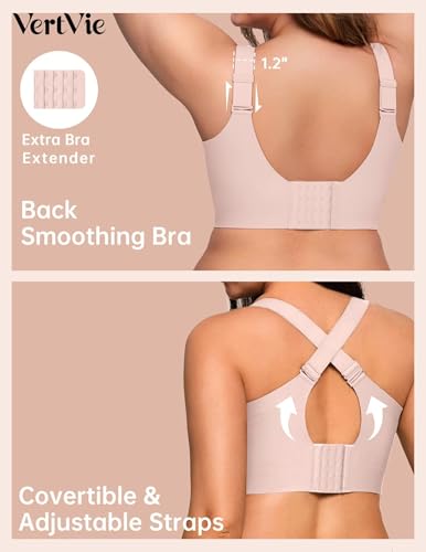 Image of Vertvie Jelly Bras for Women No Underwire Minimizer Support | Plus Size Older Lift, Full Coverage & Smoothing Back, Push Up, Separation & Supportive, Soft Comfy Seamless Wireless Bralette