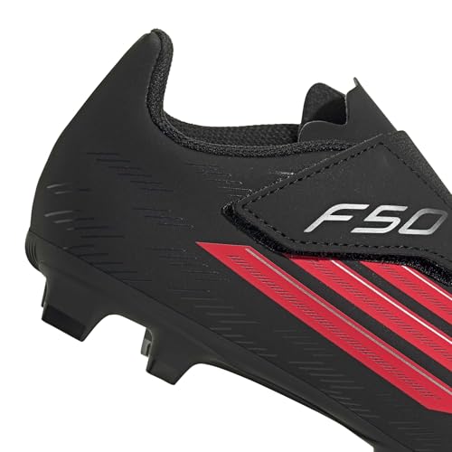 adidas Unisex-Child F50 Club Hook & Loop Firm Ground/Multi Ground, Black/Lucid Red/Black, 9.5 Toddler - image 8