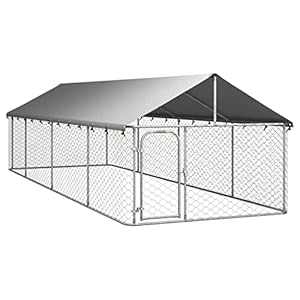 Chenil d&rsquo;extérieur pour Chien, Enclos Niche Cage pour Chien Métal Chenil extérieur avec Toit 600x200x150 cm