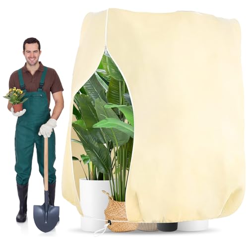 Winterschutz Pflanzen AußEn, 180x120cm 70g/m² Winterschutz FüR KüBelpflanzen, Reißfest, Wiederverwendbar Winterschutz für Pflanzen mit Reißverschluss, Pflanzenschutz Winter für Palmen, Olivenbaum