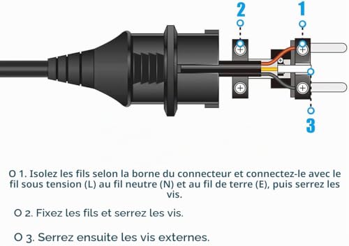 Fiches de Rechange Prises [4 Pack] Électriques Male Schuko Standard, 4 X Fiches Electrique de Contact de Mise à la Terre en Caoutchouc (250V/16A)+1 X Tournevis, IP44 Étanche Prises D'alimentation,Noir – vue 5