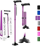 HONEYBULL Walking Cane for Women & Men Foldable, Adjustable, Heavy Duty, Free Standing, All Terrain, Collapsible Walking Sticks for Seniors & Adults (Purple)
