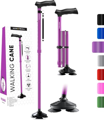 HONEYBULL Walking Cane for Men & Women - Foldable, Adjustable,