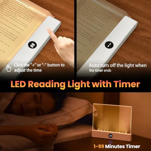 Image of ELEPHANTBOAT 3-Color LED Book Light for Night Reading, USB Cordless Night Reading Light for Book with LCD Battery Display, Rechargeable Desk Night Lamp