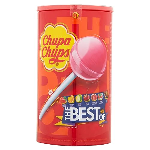 Chupa Chups Best Of Lollipop Tube, Bulk Party Sweets In 7 Flavours With Natural Colourings- 100 Lollies