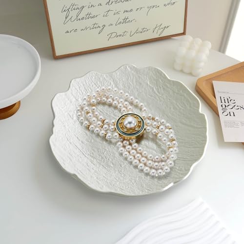 Leilifre Decorative Bowl for Home Decor, 10 in Fruit Bowl for Kitchen Counter, Key Tray for Entryway Table, White Ceramic Bowl for Minimalist Decor, Centerpiece, Coffee Table, Aesthetic Kitchen