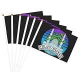 Six Piece Milads an-Nabi Mawlid Muslim Religion Prophet's Birthday 5.5x8.2 Inch Double Sided Hand Held Flag, Mini Double Sided Printed Handheld Flag for Party Festival Parade Celebration Decor