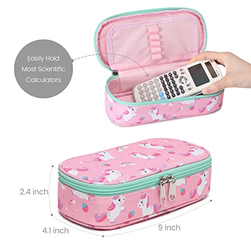 Image of Cambond Pencil Case for Girls - Large Capacity Multi-slot Kids Pencil Pouch Holder for School, Long-lasting Cute Pencil Box for Girls Kids, Pink Unicorns