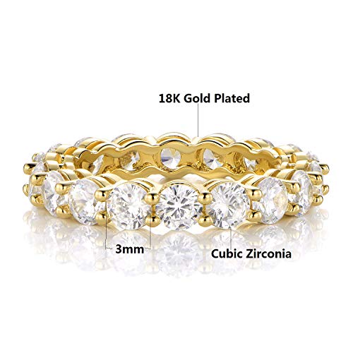 Gemsme 18K Yellow Gold Filled Cubic Zirconia Eternity Band Ring for Women Size 5-102