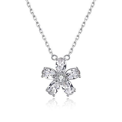 Collier en cristal de fleur argent sterling 925 femme doux