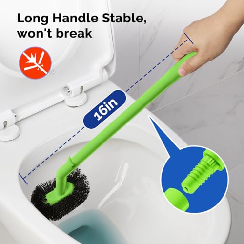 Image of HAMITOR Toilet Plunger Bowl Brush Combo：Heavy Duty Rubber for Drain Clog Remover - Curved Design Bristles for Deep Cleaning Under Rim - Compact Bathroom Cleaning Tools for New Homet Essentials-Green