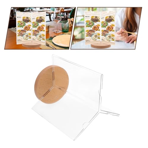 Présentoir menu rotatif plexiglas transparent et support bois de table - 4
