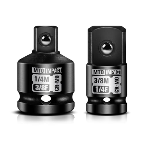 MTO 2-Piece Impact Socket Adapter and Reducer Set 3/8 Female to 1/4 Male Reducer 1/4 Female to 3/8 Male Adapter CR-MO for Impact Wrench & Ratchet Use