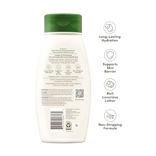 Aveeno Daily Moisturizing Body Wash, Cocoa Butter Vanilla, 18 fl. oz - image 8