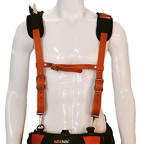 Aisenin Leather Tool Belt Suspender For Men Leather Work Suspenders Tool Belt Suspension System #TOP3