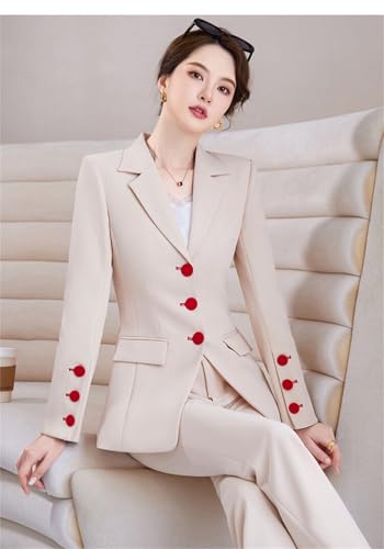 Women Elegant Pant Suit 2 Piece Set Office Ladies Female Business Work Formal Blazer Jacket and Trouser Outfits4