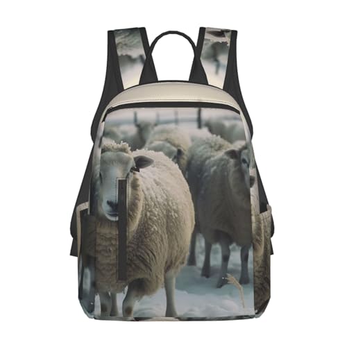 Casual Backpack for Women Men Sheep Are in the Snow Lightweight Daypack Large Capacity Nurse Bag