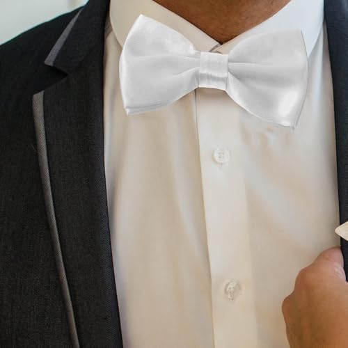 Set de fajín, moño y pañuelo para hombre blanco satinado miniatura 3