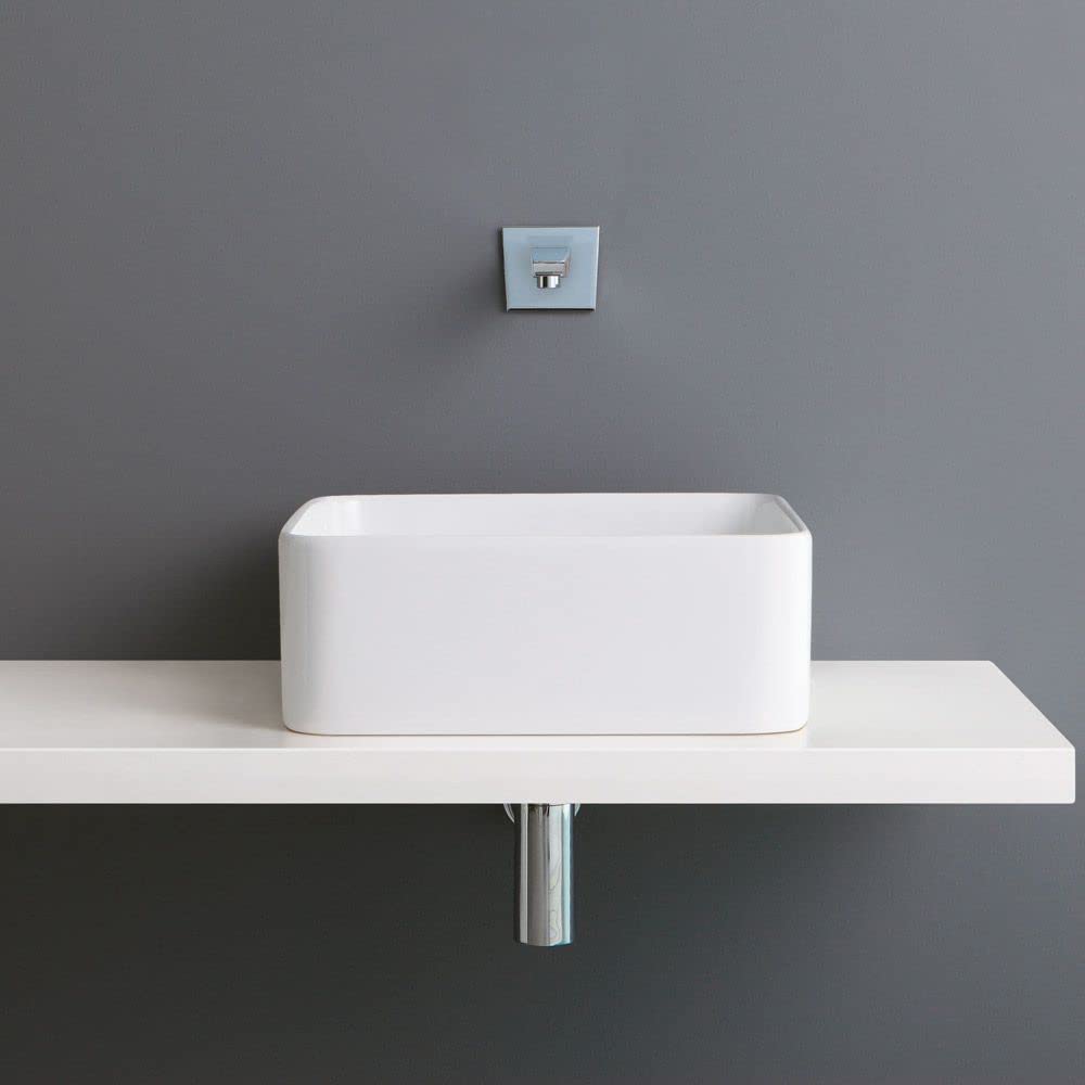 Yellowshop - TESIS1 Lavabo da appoggio quadrato in ceramica cm L40xP40xH11 Bianco arredo bagno