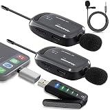 Alvoxcon Wireless Lapel Microphone for Computer USB Dual lavalier mic System for Android,PC,Laptop,S
