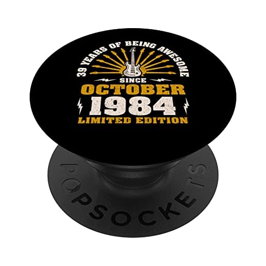 39 cumpleaños vintage guitarrista amantes de la guitarra octubre 1984 PopSockets PopGrip Intercambiable