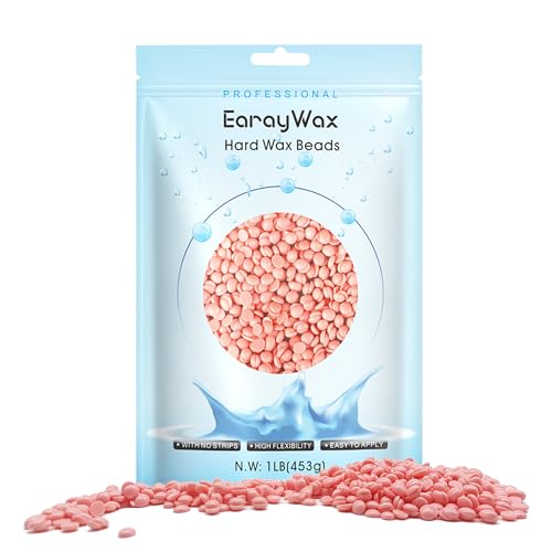 EARAYWAX 1lb Brazilian Waxing Hard Wax Beads for Sensitive Skin - Face, Eyebrow, Legs Hair Removal at Home (1LB, Rose)