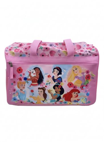 Image of Disney Princess Kids Duffle Bag 16.5 inch - Travel & Sports Bag with Zipper Pocket, Mesh Side Pockets & Shoulder Strap