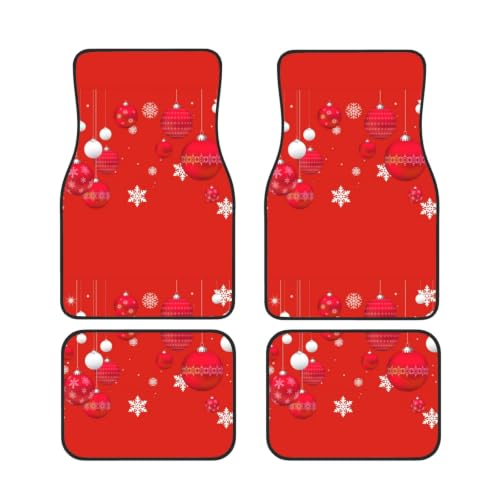 Evita resbalones con alfombrillas de coche navideñas rojas con copos de nieve texturizadas