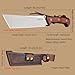 BA-KOR 14-inch full Tang 8mm thick DC53 steel-wood handle brass rivet reinforced one-piece knife + leather sheath - hunting, camping, survival, slicing, bone-cutting knife EDC, BBQ