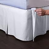 Ashton Detachable Bedskirt (King Size, White, 21' Drop) - Easy on/Easy Off Pleated Bed Skirt - by ShopBedding