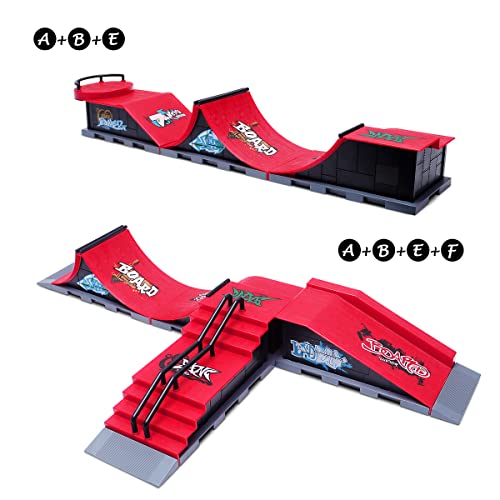 Momsiv Finger Skateboards, Mini Finger Toy Skateboard Park Ramp Kit Fingerboard Half Pipe Ultimate Parks Training Props Accessories For Kids Adult (Style E) #TOP2