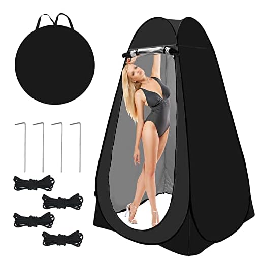 Pop Up Privacy Tent Camping Shower Tent, Instant Tent Easy Set Up and Foldable, Pop Up Shower Tent Changing Tent Privacy Tent for Portable Toilet, Hiking, Fishing, Beach, Washing, Black