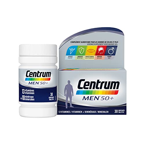 Centrum Men 50+ Multi Vitamines et Minéraux, Complément Alimentaire, Pour Hommes De 50 Ans et Plus, 30 comprimés