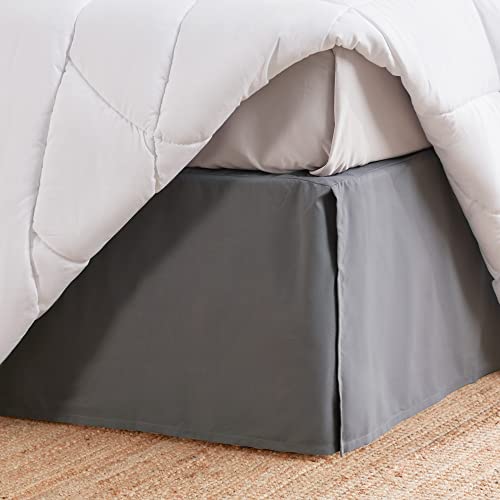 Sleep Zone Wrap Around Pleated Bed Skirts Full Size, 15 Inch Tailored Drop Easy Fit Bedskirt, Anti-Static, Wrinkle Free, And Fade Resistant (Full, Grey) #TOP3