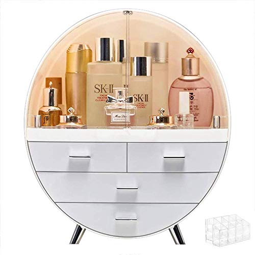 Makeup Organizer Large Capacity Dustproof and Waterproof Cosmetic Organizer Box Fully Open Makeup Display Boxes,Makeup Caddy Holder for Bathroom, Countertop,Dresser (Grey)