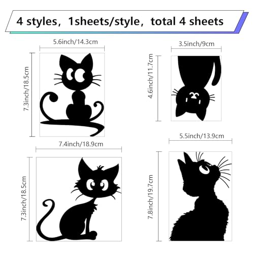 Image of GORGECRAFT 4Pcs 4 Styles Cats Bumper Decals Black Heart Paw Print Fish Bone Mouse Wool Ball Car Sticker Waterproof Reflective Automotive Exterior Decor Stickers for SUV Truck Motorcycle Doors Walls