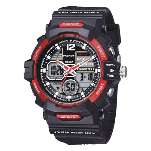 Image of PASNEW Boys' Watches - Dual Display, Large Dial Sport Watch, Black Outdoor Watch for Boys & Teens - Waterproof