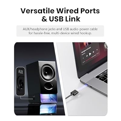 Edifier R20BT Computer Speakers, 2.75 Full-Range Drivers, Bluetooth 6.0, Touch Controls, AUX & USB-C Inputs, Headphone Jack, Custom Ambient Light & Sound Profiles via APP - Black