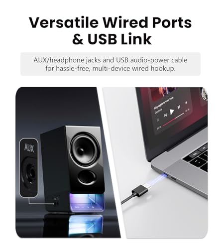 Image of Edifier R20BT Computer Speakers, 2.75 inch Full-Range Drivers, Bluetooth 6.0, Touch Controls, AUX & USB-C Inputs, Headphone Jack, Custom Ambient Light & Sound Profiles via APP - Black