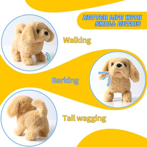 ZBATHTOY Hund mit Leine der Läuft und Bellt Elektrischer Hund Spielzeug Hund der Läuft und Bellt für Kinder Age 1 2 3 4 5 6 Laufender Hund Spielzeug für Kinder
