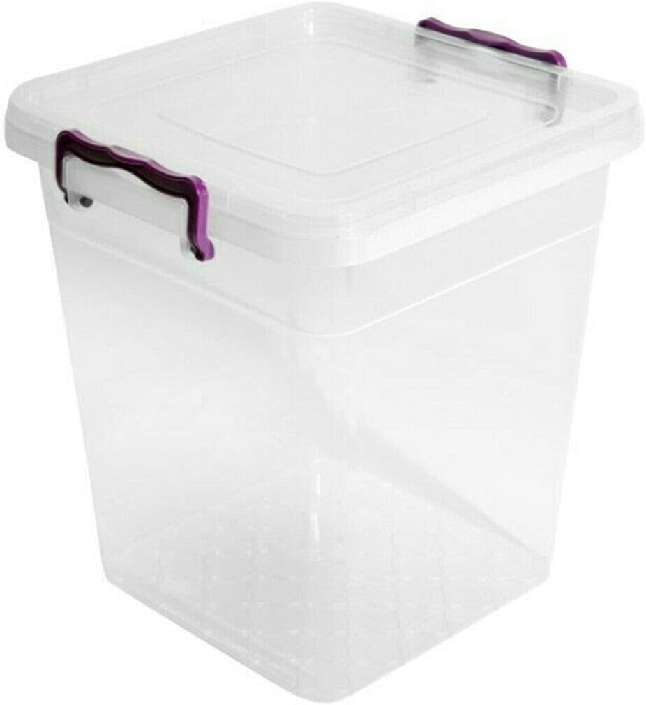 AsudePlastic Storage Box Boxes Lid Handles Food Container Home Kitchen Office Box UK, 10L Deep