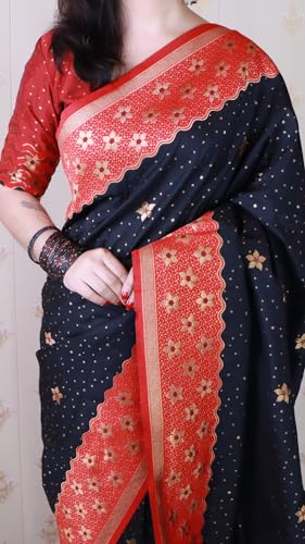 Image of SGF11 Women's Kanjivaram Pure Handloom Soft Silk Saree With Blouse Piece