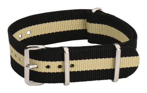 Image of Clockwork Synergy Classic Ballistic - 20mm Black & Beige Nylon Ballistic Watch Strap Band