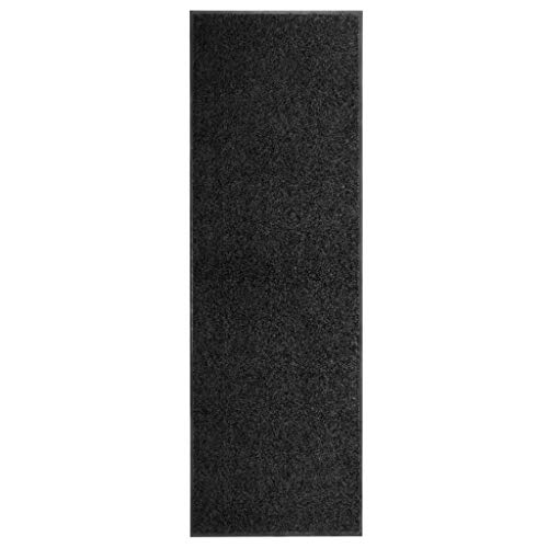 Zeiquah Felpudo lavable negro 60 x 180 cm, felpudo atrapa la suciedad con parte trasera de PVC antideslizante, alfombrilla de entrada resistente para interior y exterior, alfombra absorbente para