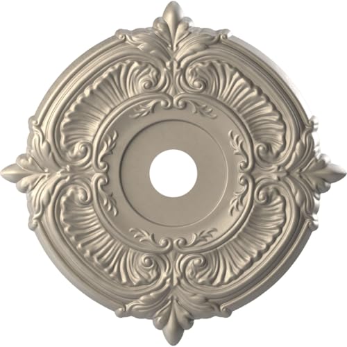 Ekena Millwork CMP22ATCSV Attica Thermoformed PVC Ceiling Medallion (Fits Canopies up to 7 3/4"), 22"OD x 3 1/2"ID x 1"P, Metallic Silver Metallic