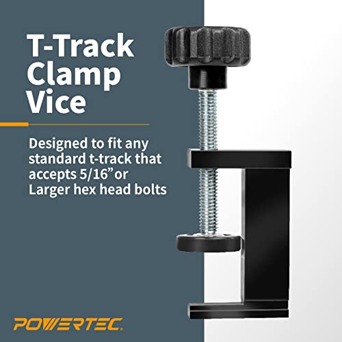 POWERTEC T-Track Hold Down Clamps, 2pk, Black, Accepts 1/4” & 5/16” T Bolts, 1/4” to 2” Clamp Depth, T-Track Clamp Vice - Image 3